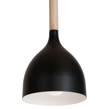 Κρεμαστό φωτιστικό οροφής NOAK WOOD 3xE27/15W/230V μαύρο/οξιά