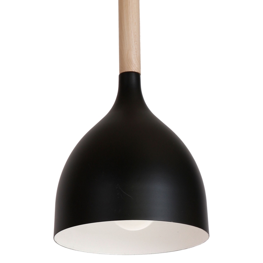 Κρεμαστό φωτιστικό οροφής NOAK WOOD 3xE27/15W/230V μαύρο/οξιά