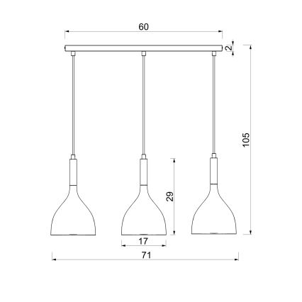 Κρεμαστό φωτιστικό οροφής NOAK WOOD 3xE27/15W/230V μαύρο/οξιά
