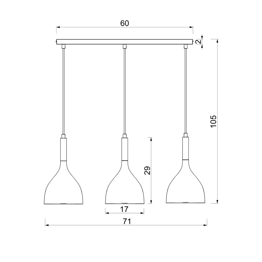 Κρεμαστό φωτιστικό οροφής NOAK WOOD 3xE27/15W/230V μαύρο/οξιά