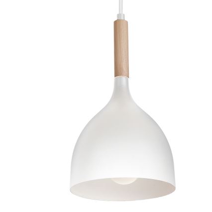 Κρεμαστό φωτιστικό οροφής NOAK WOOD 4xE27/15W/230V λευκό/οξιά