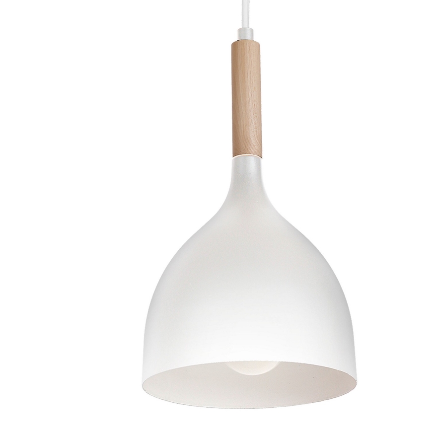 Κρεμαστό φωτιστικό οροφής NOAK WOOD 4xE27/15W/230V λευκό/οξιά