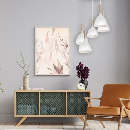 Κρεμαστό φωτιστικό οροφής NOAK WOOD 5xE27/15W/230V λευκό/οξιά