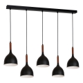 Κρεμαστό φωτιστικό οροφής NOAK WOOD 5xE27/15W/230V μαύρο/οξιά
