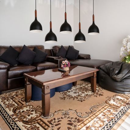 Κρεμαστό φωτιστικό οροφής NOAK WOOD 5xE27/15W/230V μαύρο/οξιά