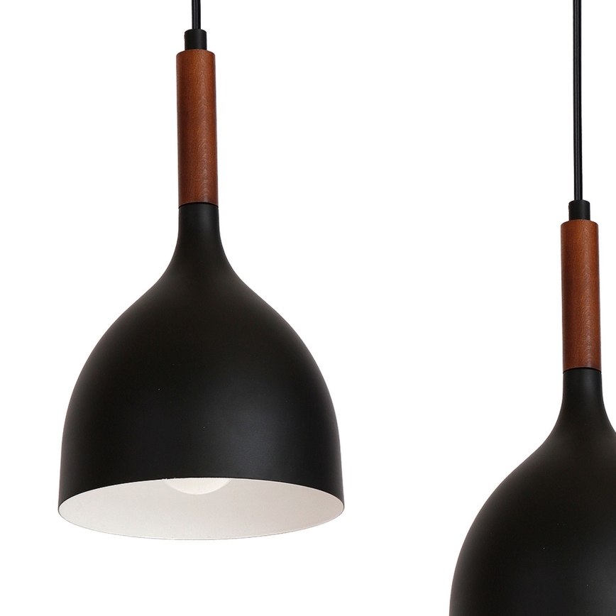 Κρεμαστό φωτιστικό οροφής NOAK WOOD 5xE27/15W/230V μαύρο/οξιά