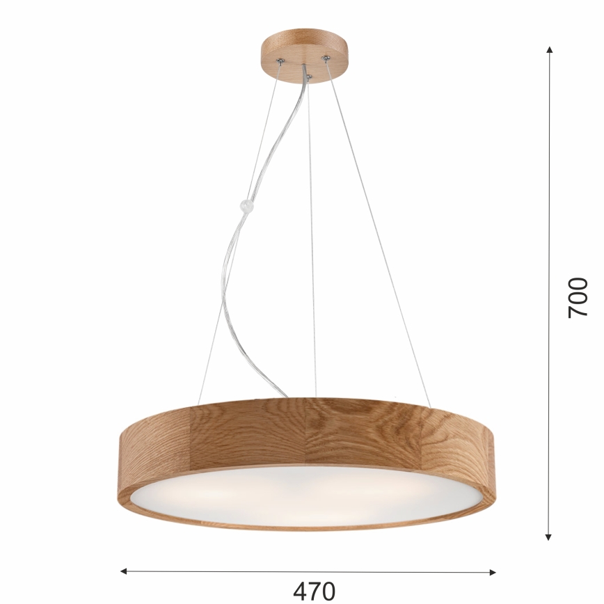 Κρεμαστό φωτιστικό οροφής OAK 3xE27/60W/230V δρυς ø 47,5 cm