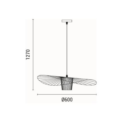 Κρεμαστό φωτιστικό οροφής OGGI 1xE27/40W/230V διάμετρος 60 cm μαύρο