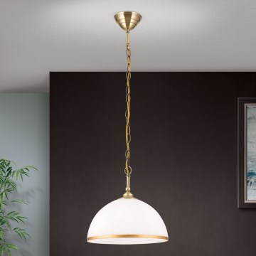 Κρεμαστό φωτιστικό οροφής OLD LAMP 1xE27/40W/230V διάμετρος 30 cm λευκό/ορείχαλκος