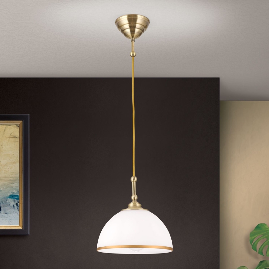 Κρεμαστό φωτιστικό οροφής OLD LAMP 1xE27/40W/230V λευκό/ορείχαλκος