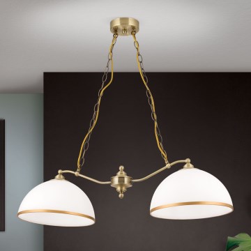 Κρεμαστό φωτιστικό οροφής OLD LAMP 2xE27/40W/230V λευκό/ορείχαλκος