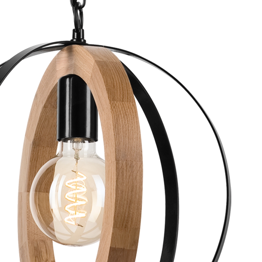 Κρεμαστό φωτιστικό οροφής ONDA 1xE27/15W/230V μαύρο/δρυς