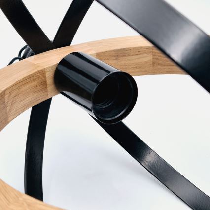 Κρεμαστό φωτιστικό οροφής ONDA 1xE27/15W/230V μαύρο/δρυς