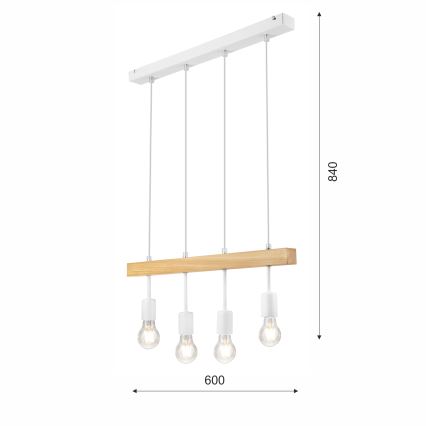 Κρεμαστό φωτιστικό οροφής ORAZIO 4xE27/60W/230V οξιά - FSC πιστοποιημένο