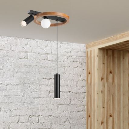 Κρεμαστό φωτιστικό οροφής OTIS 1xG9/5W/230V + 2xE27/15W/230V δρυς