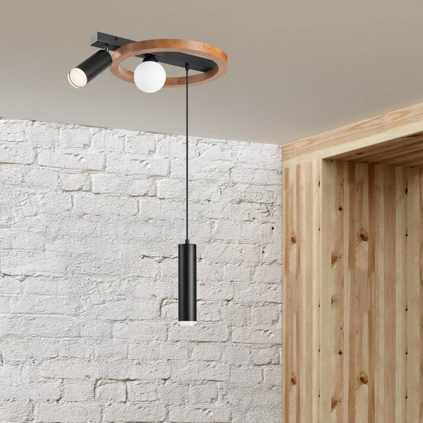 Κρεμαστό φωτιστικό οροφής OTIS 1xG9/5W/230V + 2xE27/15W/230V δρυς
