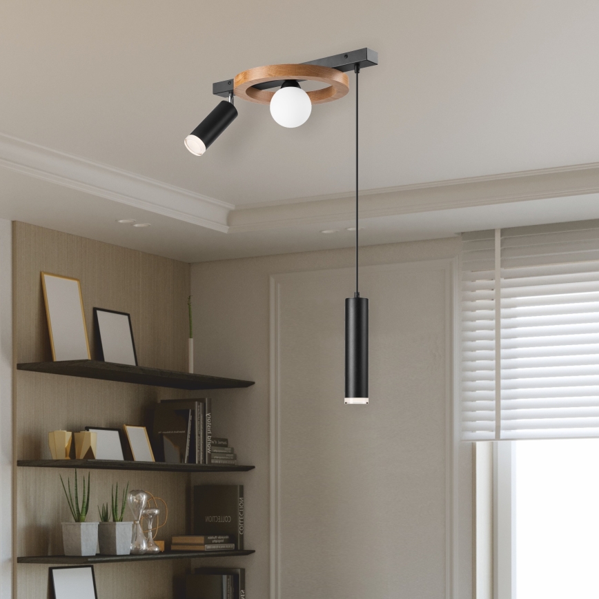 Κρεμαστό φωτιστικό οροφής OTIS 1xG9/5W/230V + 2xE27/15W/230V δρυς