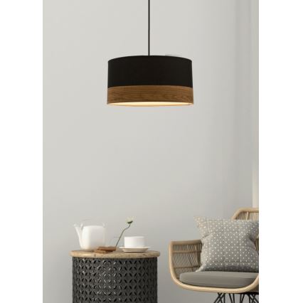 Κρεμαστό φωτιστικό οροφής PORTO 1xE27/60W/230V μαύρο/καφέ