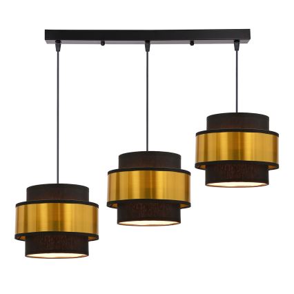 Κρεμαστό φωτιστικό οροφής  PRESTIGE 3xE27/40W/230V χρυσό/μαύρο