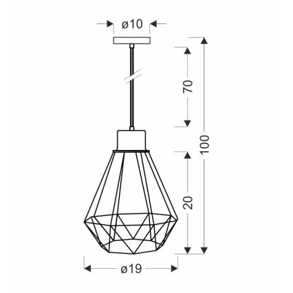 Κρεμαστό φωτιστικό οροφής PRIMO 1xE27/60W/230V μαύρο/χρυσό