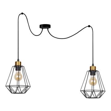 Κρεμαστό φωτιστικό οροφής PRIMO 2xE27/60W/230V spider μαύρο/χρυσό