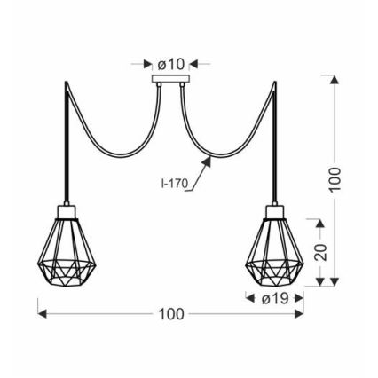 Κρεμαστό φωτιστικό οροφής PRIMO 2xE27/60W/230V spider μαύρο/χρυσό
