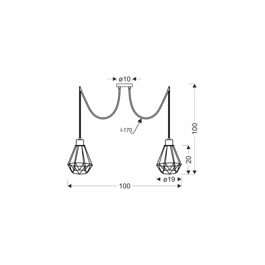 Κρεμαστό φωτιστικό οροφής PRIMO 2xE27/60W/230V spider μαύρο/χρυσό
