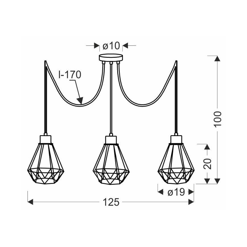 Κρεμαστό φωτιστικό οροφής PRIMO 3xE27/60W/230V spider μαύρο/χρυσό