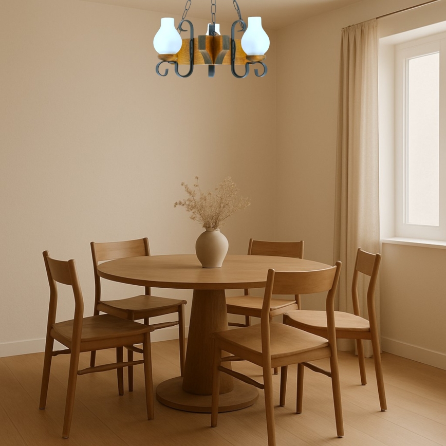 Κρεμαστό φωτιστικό οροφής QUEEN 3xE14/40W/230V οξιά - FSC πιστοποιημένο