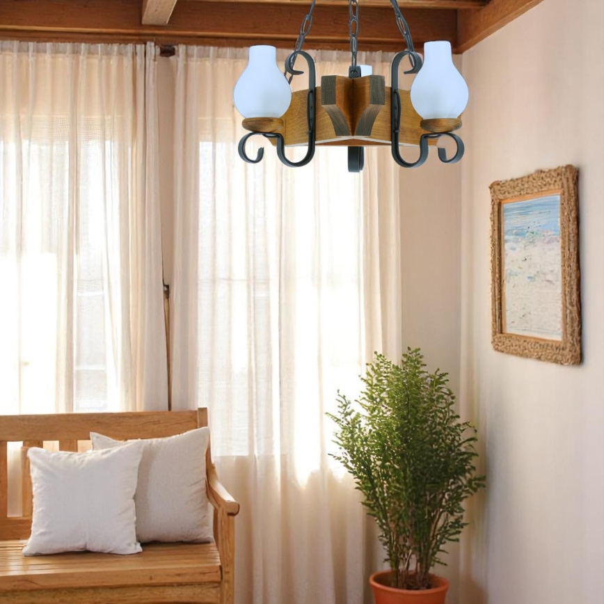 Κρεμαστό φωτιστικό οροφής QUEEN 3xE14/40W/230V οξιά - FSC πιστοποιημένο