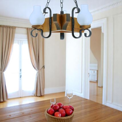 Κρεμαστό φωτιστικό οροφής QUEEN 3xE14/40W/230V οξιά - FSC πιστοποιημένο