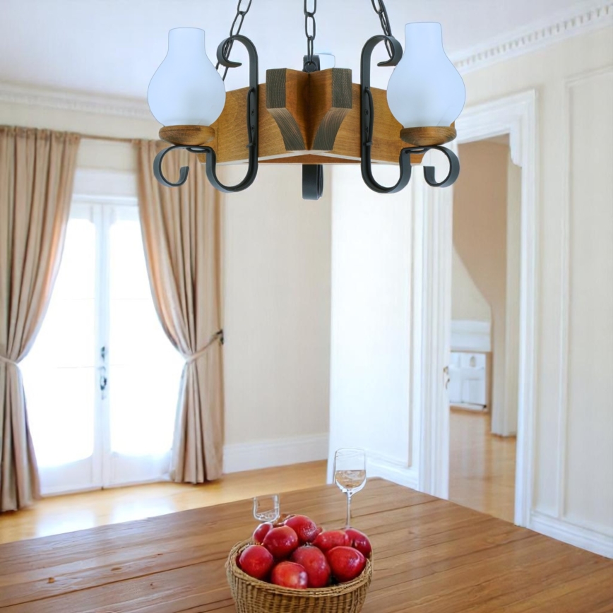 Κρεμαστό φωτιστικό οροφής QUEEN 3xE14/40W/230V οξιά - FSC πιστοποιημένο