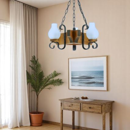 Κρεμαστό φωτιστικό οροφής QUEEN 3xE14/40W/230V οξιά - FSC πιστοποιημένο