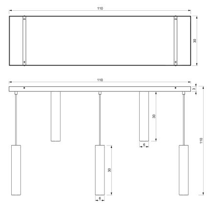 Κρεμαστό φωτιστικό οροφής RAITO 8xGU10/8W/230V μαύρο