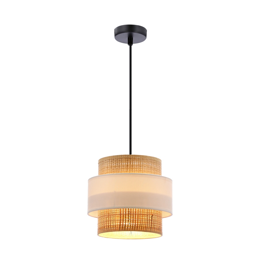 Κρεμαστό φωτιστικό οροφής  RATTAN 1xE27/40W/230V λευκό/καφέ