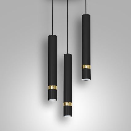Κρεμαστό φωτιστικό οροφής RENO 3xGU10/8W/230V μαύρο/χρυσό