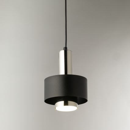 Κρεμαστό φωτιστικό οροφής RIF LUX 1xGX53/12W/230V διάμετρος 15 cm μαύρο/γυαλιστερό χρώμιο