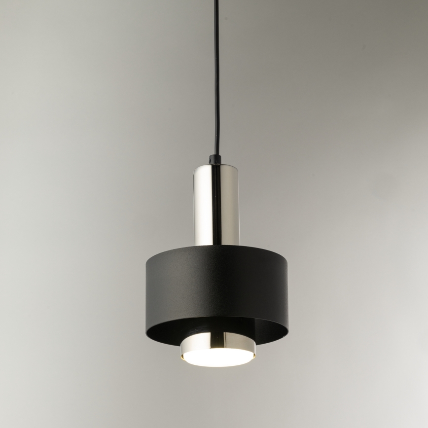Κρεμαστό φωτιστικό οροφής RIF LUX 1xGX53/12W/230V διάμετρος 15 cm μαύρο/γυαλιστερό χρώμιο
