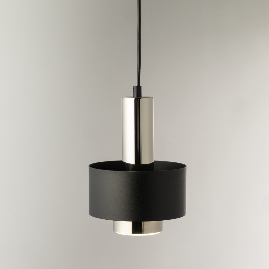 Κρεμαστό φωτιστικό οροφής RIF LUX 1xGX53/12W/230V διάμετρος 15 cm μαύρο/γυαλιστερό χρώμιο