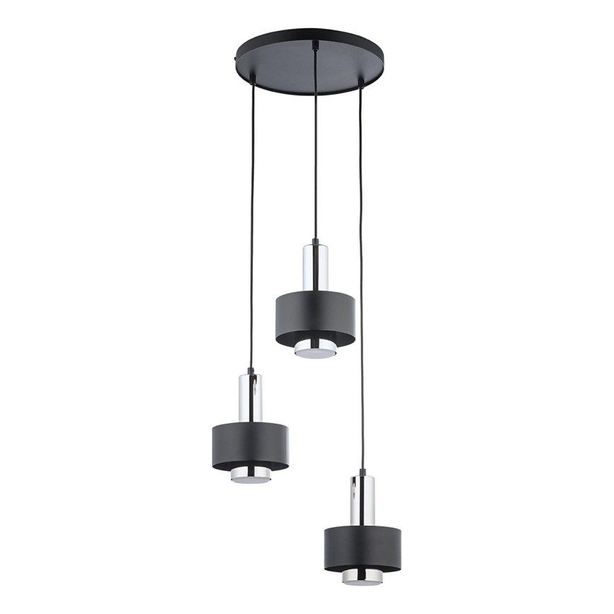 Κρεμαστό φωτιστικό οροφής RIF LUX 3xGX53/12W/230V διάμετρος 38 cm μαύρο/γυαλιστερό χρώμιο