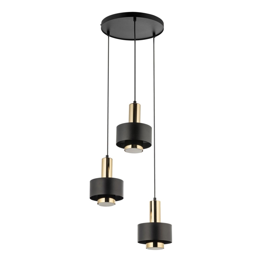 Κρεμαστό φωτιστικό οροφής RIF LUX 3xGX53/12W/230V διάμετρος 38 cm μαύρο/χρυσό