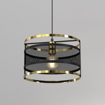 Κρεμαστό φωτιστικό οροφής RIM 1xE27/60W/230V μαύρο/χρυσό