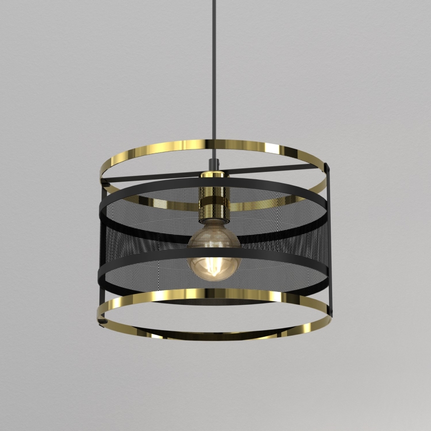Κρεμαστό φωτιστικό οροφής RIM 1xE27/60W/230V μαύρο/χρυσό