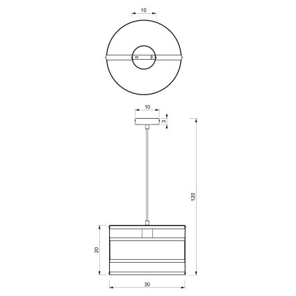 Κρεμαστό φωτιστικό οροφής RIM 1xE27/60W/230V μαύρο/χρυσό