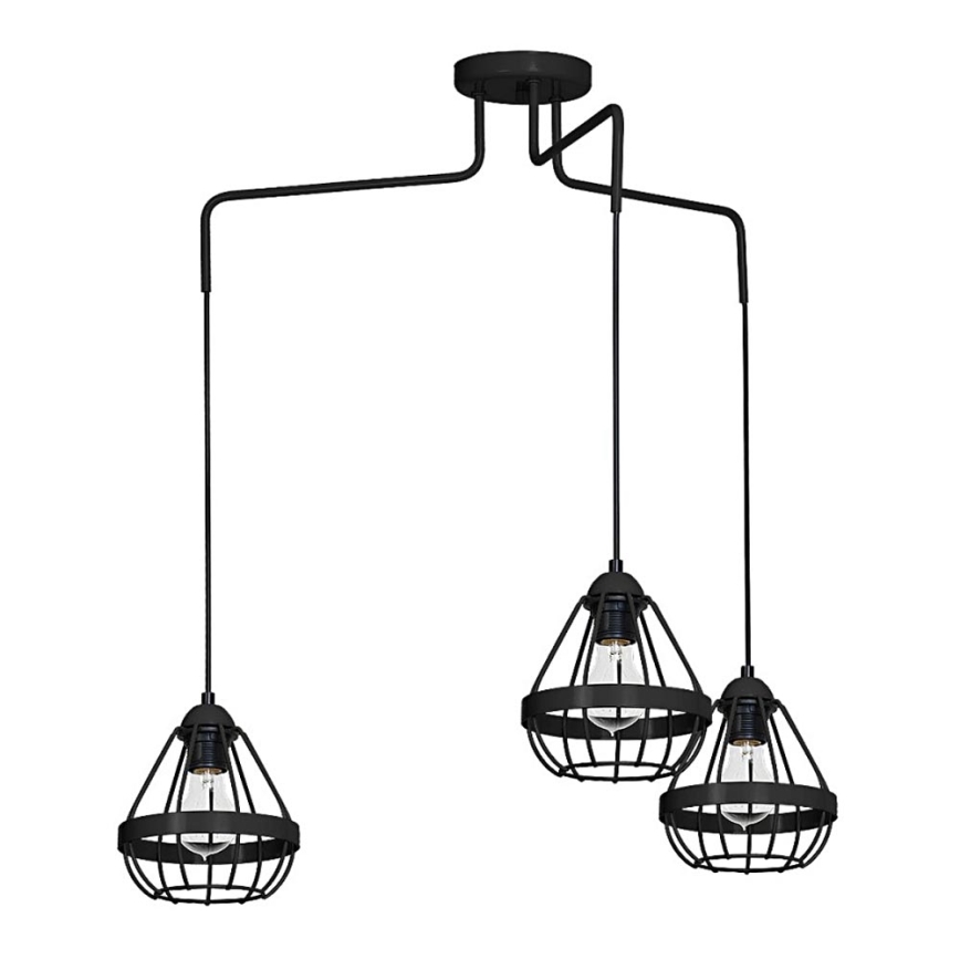 Κρεμαστό φωτιστικό οροφής RING 3xE27/60W/230V spider μαύρο
