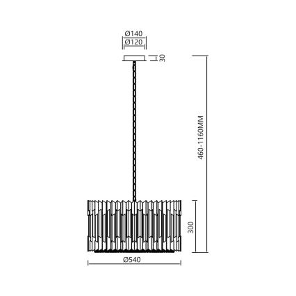 Κρεμαστό φωτιστικό οροφής RITZ 12xE14/40W/230V διάμετρος 54 cm χρυσό