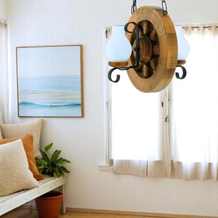 Κρεμαστό φωτιστικό οροφής ROATA 2xE14/40W/230V οξιά