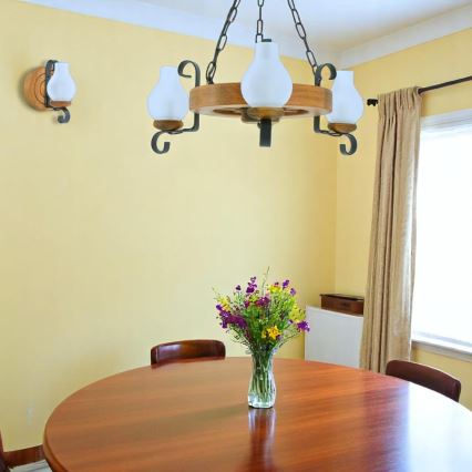 Κρεμαστό φωτιστικό οροφής ROATA 3xE14/40W/230V οξιά