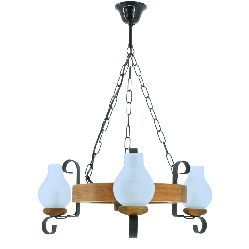 Κρεμαστό φωτιστικό οροφής ROATA 3xE14/40W/230V οξιά