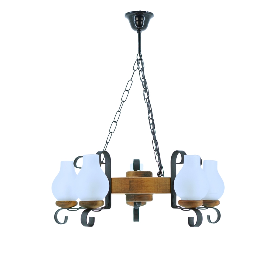 Κρεμαστό φωτιστικό οροφής ROATA 5xE14/40W/230V διάμετρος 30 cm οξιά